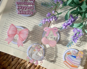 MagSafe Magnetic Phone Kindle E Reader Grip Book Stack Pink Bow Coquette Concha Cherry Emotional Goose