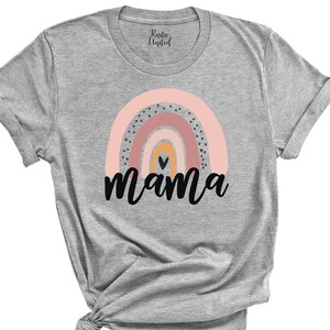 Cute Mama Shirt, Rainbow Mama T-shirt, Blessed Mama, Mother&#39;s Day Gift, Mother Shirt, Mama Heart Tee, Gift For Mommy, Mother&#39;s Present
