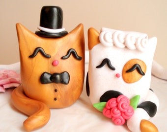 Cat Wedding Cake Topper Bride and Groom Kitty Cake Topper Wedding Decoration Anniversary Keepsake