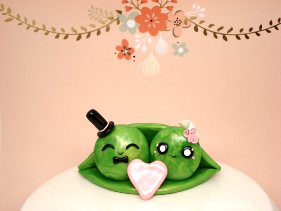 Two Peas In A Pod Wedding Cake Topper Romantic Wedding Decoration Wedding Cake Decor Personalized Wedding Gift