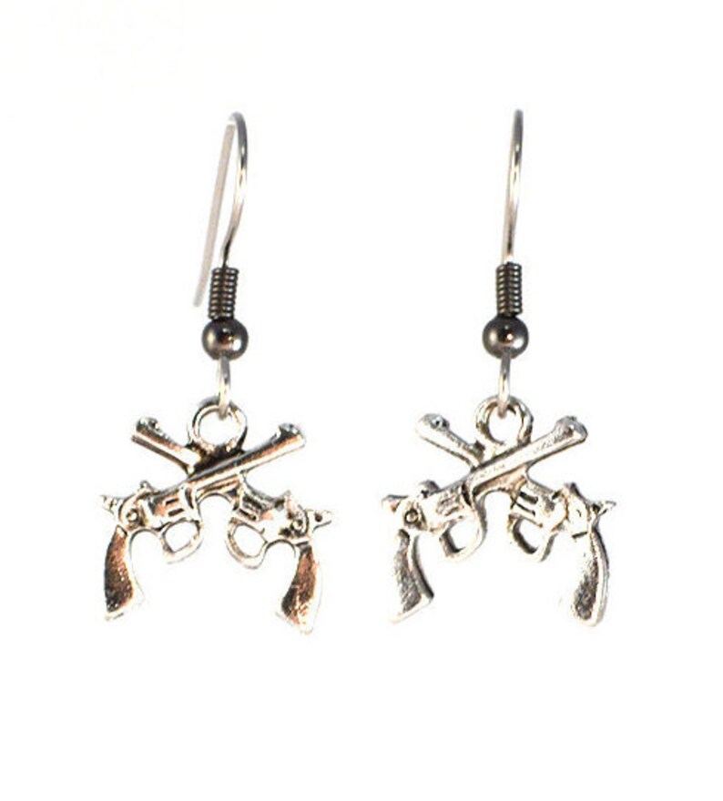 Gun Earrings Revolver Earrings Pistol Earrings Cowgirl Etsy