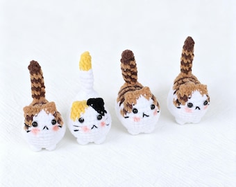Chaveiro de gato fofo de crochê, chaveiro de gato amigurumi mini de crochê feito à mão, bichinho de pelúcia de gato de crochê, presente para amantes de gatos, presente feito à mão