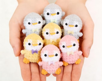 Crochet Penguin Keychains, Handmade Amigurumi Plush Bag Charms, Tiny Stuffed Animal Gifts, Friend Gift, Christmas Gift, Cute Bag Accessory