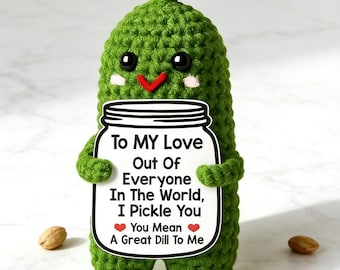 Handmade Crochet Pickle Valentines Gifts for Wife Husband, Birthday Gift To My Love Wedding Anniversary Romantic Gift for Couples