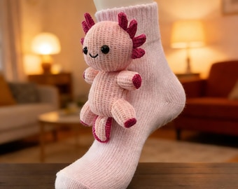 3D Animal Knit Socks for Kids & Adults, Cute Bunny Sloth Axolotl Socks, Fun Novelty Socks, Cozy Knit Socks, Animal Gift