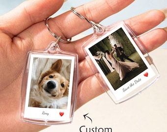 Custom Photo Keychain with Text | Personalized Picture Keychain | Photo Gift for Mom Dad | Memory Keychain Gift