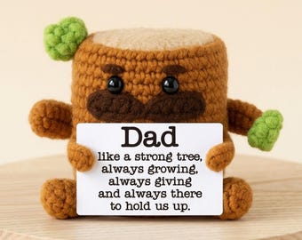 Handmade Crochet Tree Stump Dad Gift, Father’s Day Gift, Birthday Gift for Dad, Office Desk Decor, Unique Gift for Dad, Gift for Him