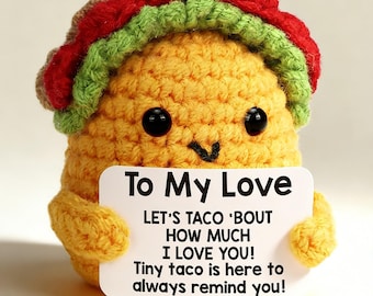 Crocheted Taco Amigurumi, Emotional Support Friend Gift, Tiny Desk Companion