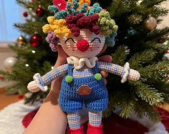 Handmade Crochet Clown Doll | Colorful Yarn Amigurumi Toy | Unique Circus Gift | Cute Room Decoration | Christmas or Birthday Gift Idea