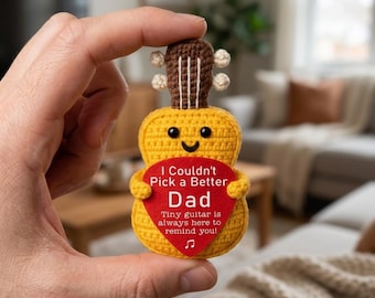 Crochet Guitar Plush Gift for Dad, Handmade Guitar Amigurumi, Birthday Gift for Father, Funny Father’s Day Gift, Music Lover Gift