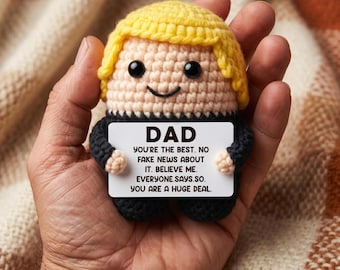 Funny Dad Gift Crochet Doll, Handmade Amigurumi Plush, Gift for Dad from Daughter Son, Father’s Day Gift Idea, Cute Desk Decor