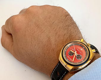 Vintage 1970s Sorna Bullhead Chronograph 17J EB 8420 - Jacky Ickx - Fully Working