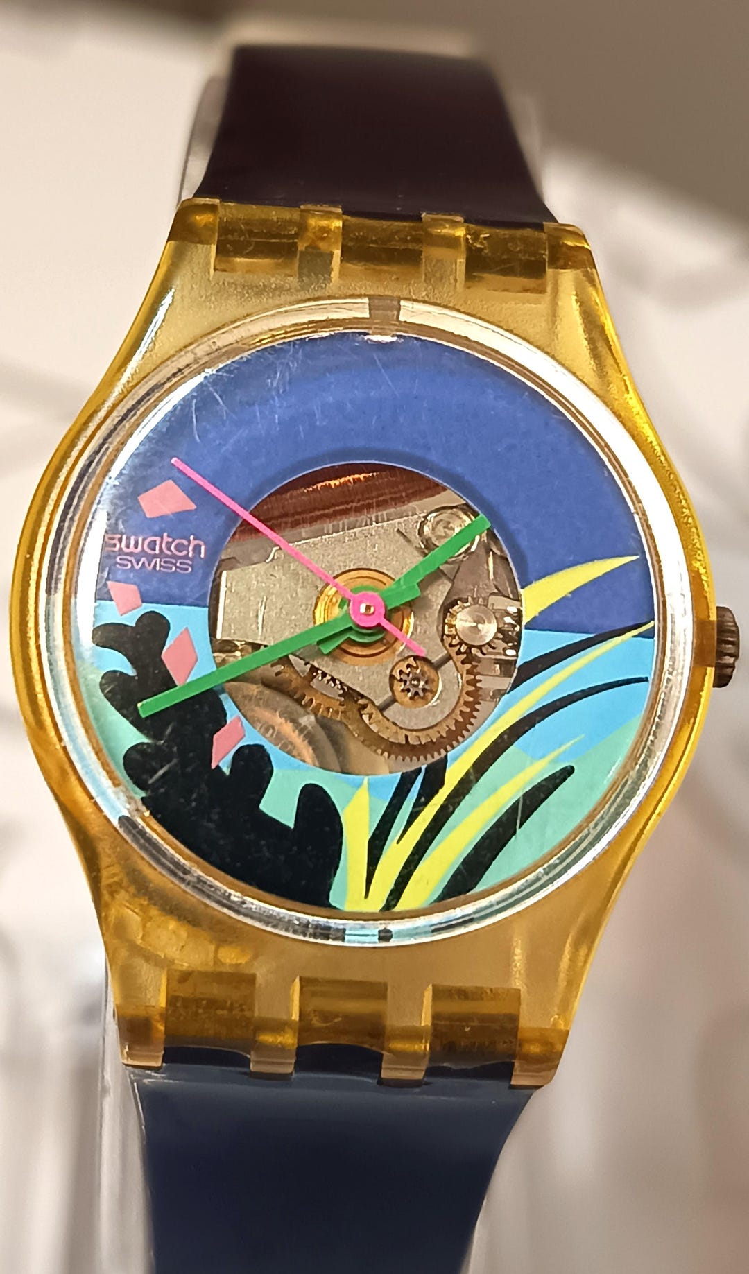 Vintage Swatch Black Coral LK101 (1986) – Swiss Skeleton Art Watch