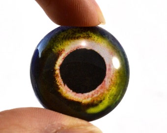 Yellow and Green Fish Glass Eyes - Pick Your Size - for Jewelry Making Art Dolls Taxidermy Sculptures Eyeball Flatback Domed Circle Cabochon