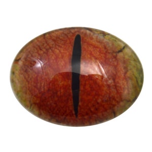 Red Dragon Oval Glass Eyes - Choose Your Size: 13mmx18mm, 18mmx25mm, 30mmx40mm - Art Doll Eyes - Fantasy, Jewelry, Sculpture, Myth, Dinosaur