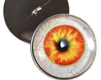 Olhos de botão assustadores laranja e amarelo de 10 mm a 30 mm para costurar em haste com laço, ideais para bichinhos de pelúcia, crochê, bonecas e confecção de joias.