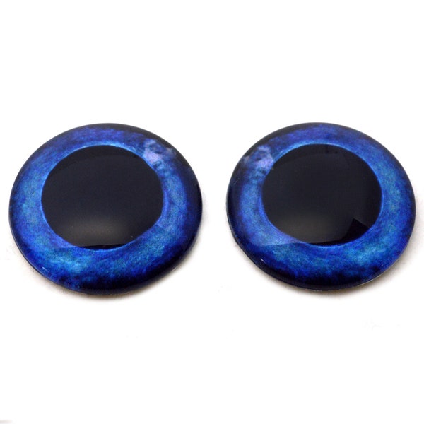 Swordfish Fish Glass Eyes for Jewelry Making, Art Dolls, Taxidermy, Sculptures - Eyeball Flatback Domed Circle Cabochons Dark Blue Mirrored