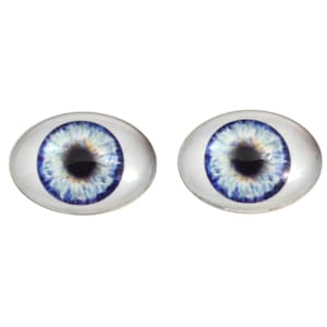 Blue Doll Oval Glass Eyes - Choose Your Size: 13mm x 18mm, 18mm x 25mm, 30mm x 40mm - Doll Making Eyes - Human, Jewelry, Sculpture, Parts