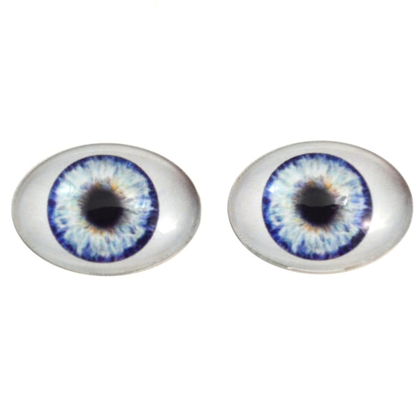 Poupée bleue ovale yeux en verre - Choisissez votre taille: 13mm x 18mm, 18mm x 25mm, 30mm x 40mm - Poupée Making Eyes - Humain, Bijoux, Sculpture, Pièces