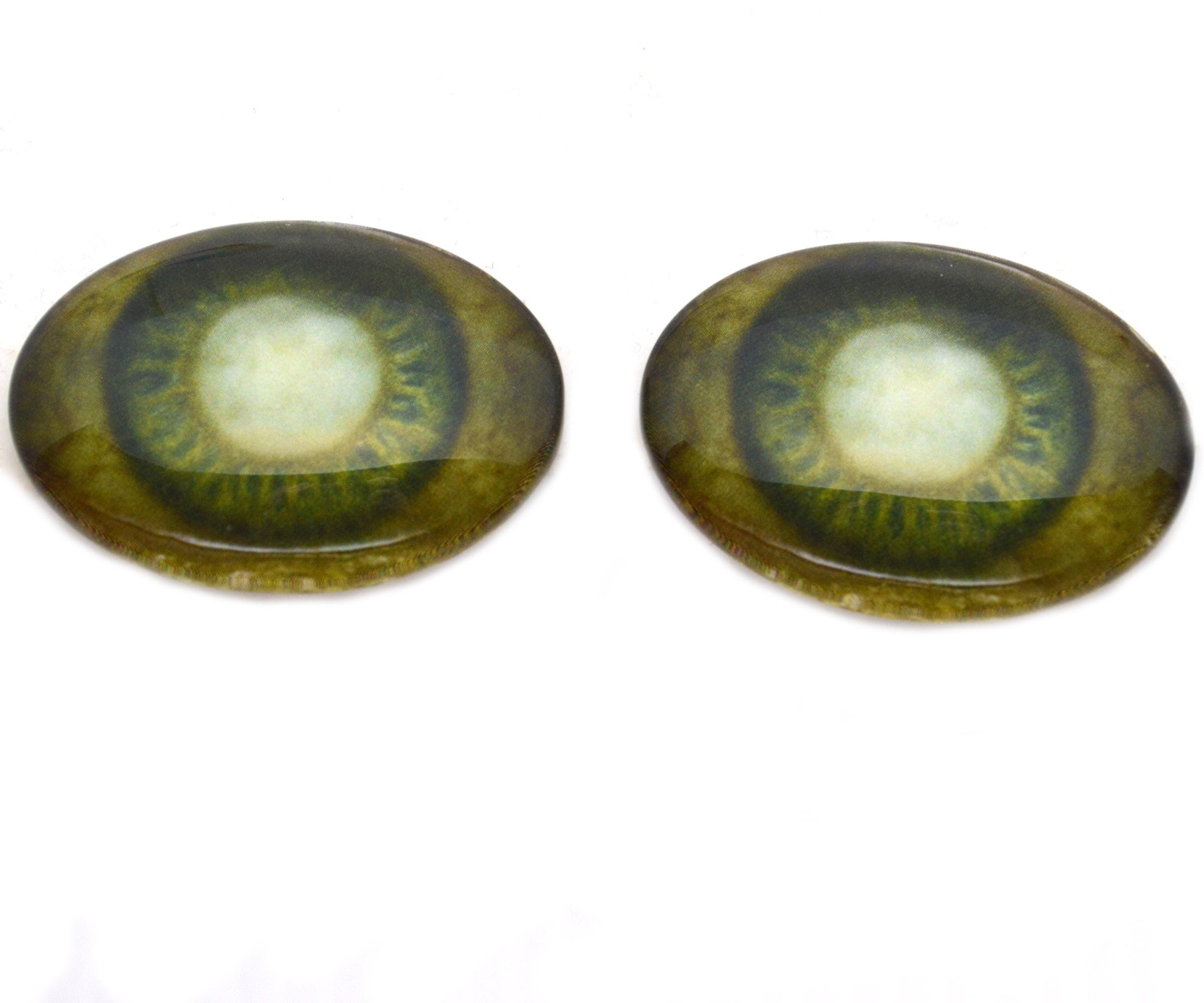 Oval Rotten Zombie Haint Glass Eyes Green With Pale Ghostly Center