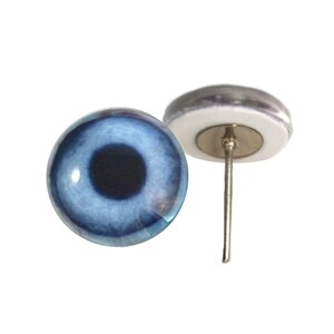 Blue Dog Glass Eyes On Wire Pin Posts for Needle Felting Doll Making Supplies - Choose Your Size 4mm, 6mm, 8mm, 10mm, 12mm, 14mm, 16mm
