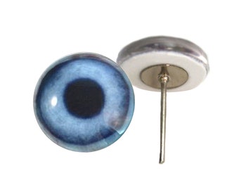 Blue Dog Glass Eyes On Wire Pin Posts for Needle Felting Doll Making Supplies - Choose Your Size 4mm to 16mm