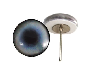 Blue Husky Dog Glass Eyes On Wire Pin Posts for Needle Felting Doll Making Supplies - Choose Your Size 6mm, 8mm, 10mm, 12mm, 14mm, 16mm