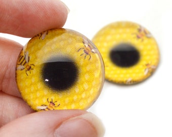 High Dome Honeycomb Honey Bee Half Sphere Glass Eyes | Realistic Art Doll Faux Taxidermy Enchanted Reborn Hemisphere Jewelry Sculpture