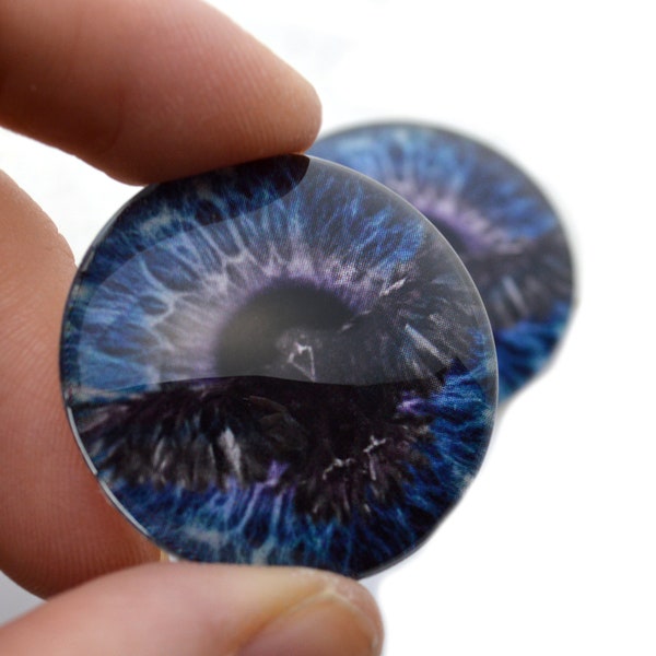 Dark Raven Blue and Purple Viking Glass Eyes 6mm to 60mm Jewelry Making Art Doll Parts Taxidermy Sculpture Eyeball Flatback Domed Cabochons