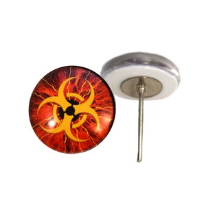 Biohazard Glass Eyes On Wire Pin Posts for Felt Doll Making, Other Crafts - Choose Your Size 6mm, 8mm, 10mm, 12mm, 14mm, 16mm