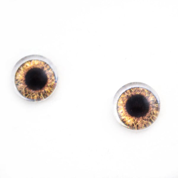 10mm Bright Brown Doll Glass Eye Cabochons - Evil Eyes for Doll or Jewelry Making - Set of 2