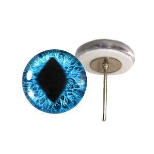 Bright Blue Diamond Cat Glass Eyes On Wire Pin Posts for Felt Doll Making and Other Crafts Choose Your Size 6mm, 8mm, 10mm, 12mm, 14mm, 16mm