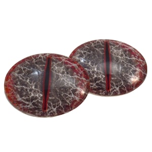 Red and Black Dragon Oval Glass Eyes - Choose Your Size: 13mmx18mm, 18mmx25mm, 30mmx40mm - Art Doll Eyes - Fantasy, Jewelry, Sculpture, Myth