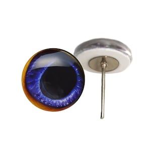 Blue Toucan Bird Glass Eyes On Wire Pin Posts for Felt Doll Making & Other Crafts - Choose Your Size 6mm, 8mm, 10mm, 12mm, 14mm, 16mm