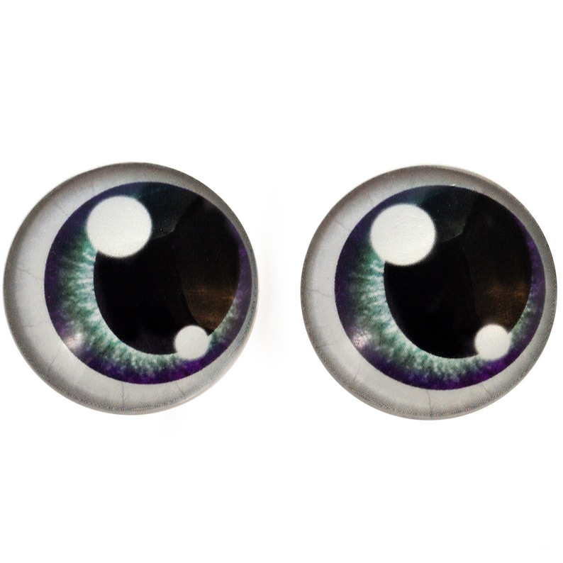 6mm to 40mm Purple and Teal Anime Glass Doll Eyes Jewelry Art Dolls Human Taxidermy Sculpture Polymer Clay Eyeball Flatback Domed Cabochon