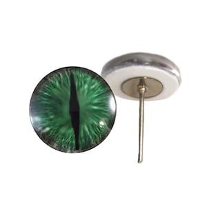 Green and Gray Dragon Glass Eyes On Wire Pin Posts for Felt Doll Making Crafting - Choose Your Size 6mm, 8mm, 10mm, 12mm, 14mm, 16mm