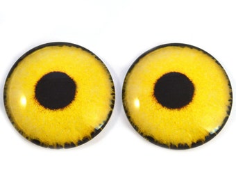 Yellow Sparrow Hawk Bird Glass Eyes 6mm to 40mm Jewelry Making Art Dolls Taxidermy Sculptures Eyeball Flatback Domed Circle Cabochons Animal