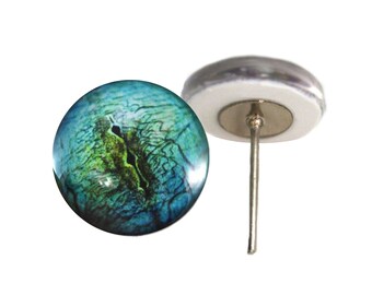 Blue Lizard Reptile Glass Eyes On Wire Pin Posts Felt Doll Making and Other Crafts - Choose Your Size 4mm to 16mm