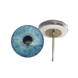Natural Light Baby Blue Glass Eyes On Wire Pin Posts for Needle Felting Creatures Doll Making Crafting - 6mm, 8mm, 10mm, 12mm, 14mm, 16mm