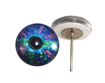 Pink and Blue Gecko Glass Eyes On Wire Pin Posts for Felt Doll Making and Other Crafts - Sizes mm to 16mm