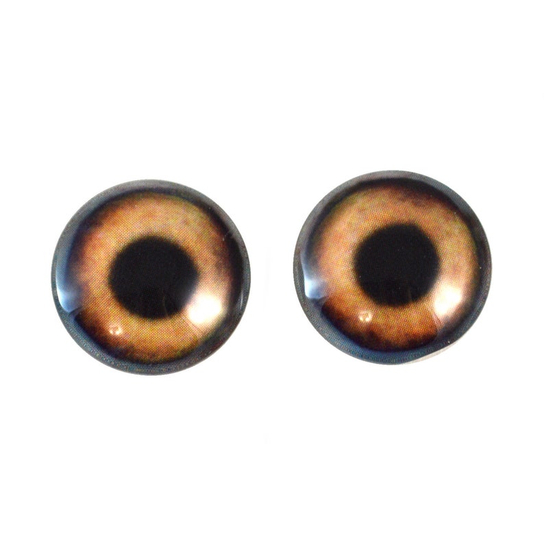 Puede incluir: Dos ojos de vidrio marrones con pupilas negras, adecuados para la fabricaci&oacute;n de mu&ntilde;ecas u otros proyectos de artesan&iacute;a.