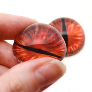 Dragon Glass Eyes - Green & Orange High Dome Cabochons For Crafts (16mm)