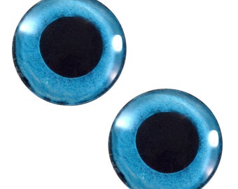 Blue Snow Owl Glass Eyes - Pick Your Size - for Jewelry Making Art Dolls Taxidermy Sculptures - Eyeball Flatback Domed Circle Cabochons