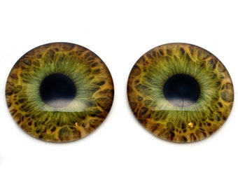Hazel Human Glass Eyes Sizes 6mm to 40mm Jewelry Real Art Dolls Dark Taxidermy Sculpture Polymer Clay Eyeball Flatback Domed Green Cabochon
