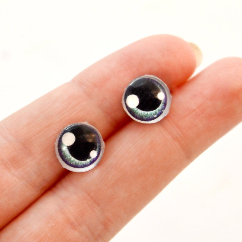 6mm to 40mm Purple and Teal Anime Glass Doll Eyes Jewelry Art Dolls Human Taxidermy Sculpture Polymer Clay Eyeball Flatback Domed Cabochon