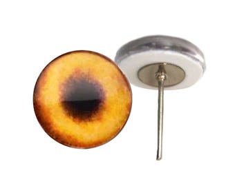 Goldener Hund Glasaugen auf Draht für Nadelfilz Puppenzubehör - Wählen Sie Ihre Größe 6 mm, 8 mm, 10 mm, 12 mm, 14 mm, 16 mm