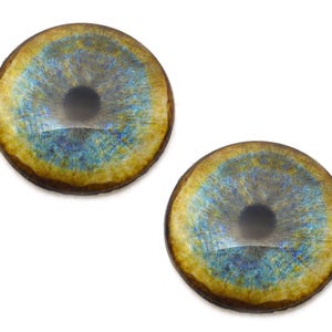 Leopard Glass Eyes Sizes 6mm - 78mm Jewelry Cabochon Art Doll Animal Taxidermy Sculptures Polymer Clay Flat Domed Green Tan Realistic Round