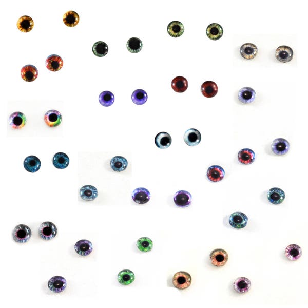 Wholesale Bulk Glass Eye Cabochons 20 Sets of 6mm Human Doll Glass Eyes for Doll or Jewelry Making