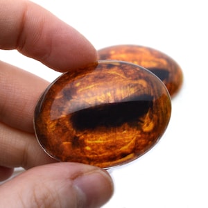 Light Brown Amber Realistic Oval Horse Glass Eyes Sizes 13mm x 18mm, 18mm x 25mm, 30mm x 40mm Art Doll Eyes Animal Jewelry Sculpture Making