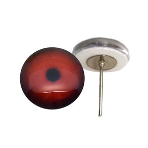 Dark Red Loon Bird Glass Eyes On Wire Pin Posts for Doll Making and Crafts - Choose Your Size 6mm, 8mm, 10mm, 12mm, 14mm, 16mm